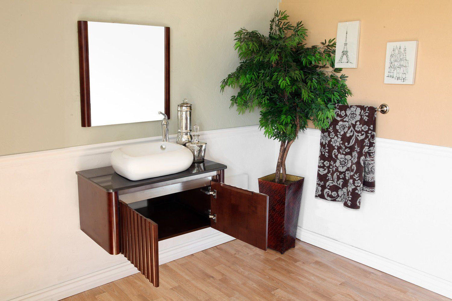 32.5" In Single Sink Vanity Wood Walnut - Luxe Bathroom Vanities