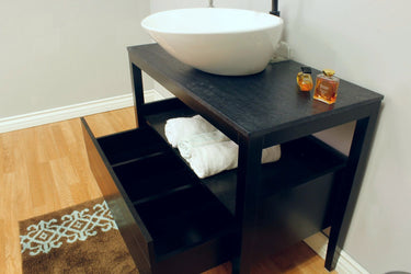 35.5" In Single Sink Vanity Wood Black - Luxe Bathroom Vanities