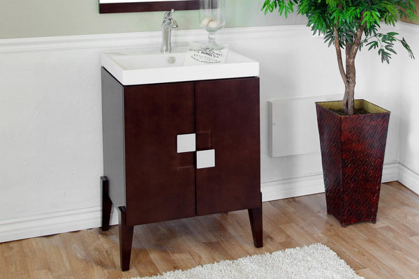 25" In Single Sink Vanity Wood Walnut - Luxe Bathroom Vanities