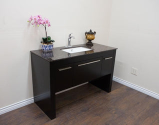 55.3" In Single Sink Vanity Black Tan Brown - Luxe Bathroom Vanities