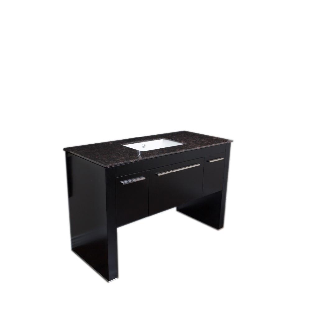 55.3" In Single Sink Vanity Black Tan Brown - Luxe Bathroom Vanities