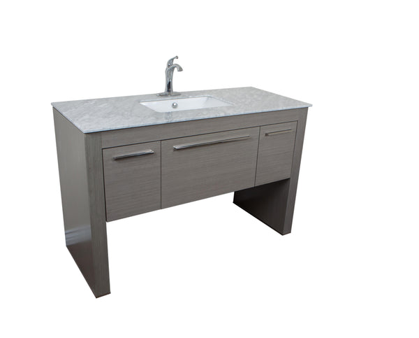 55.3" In Single Sink Vanity Gray White Marble - Luxe Bathroom Vanities