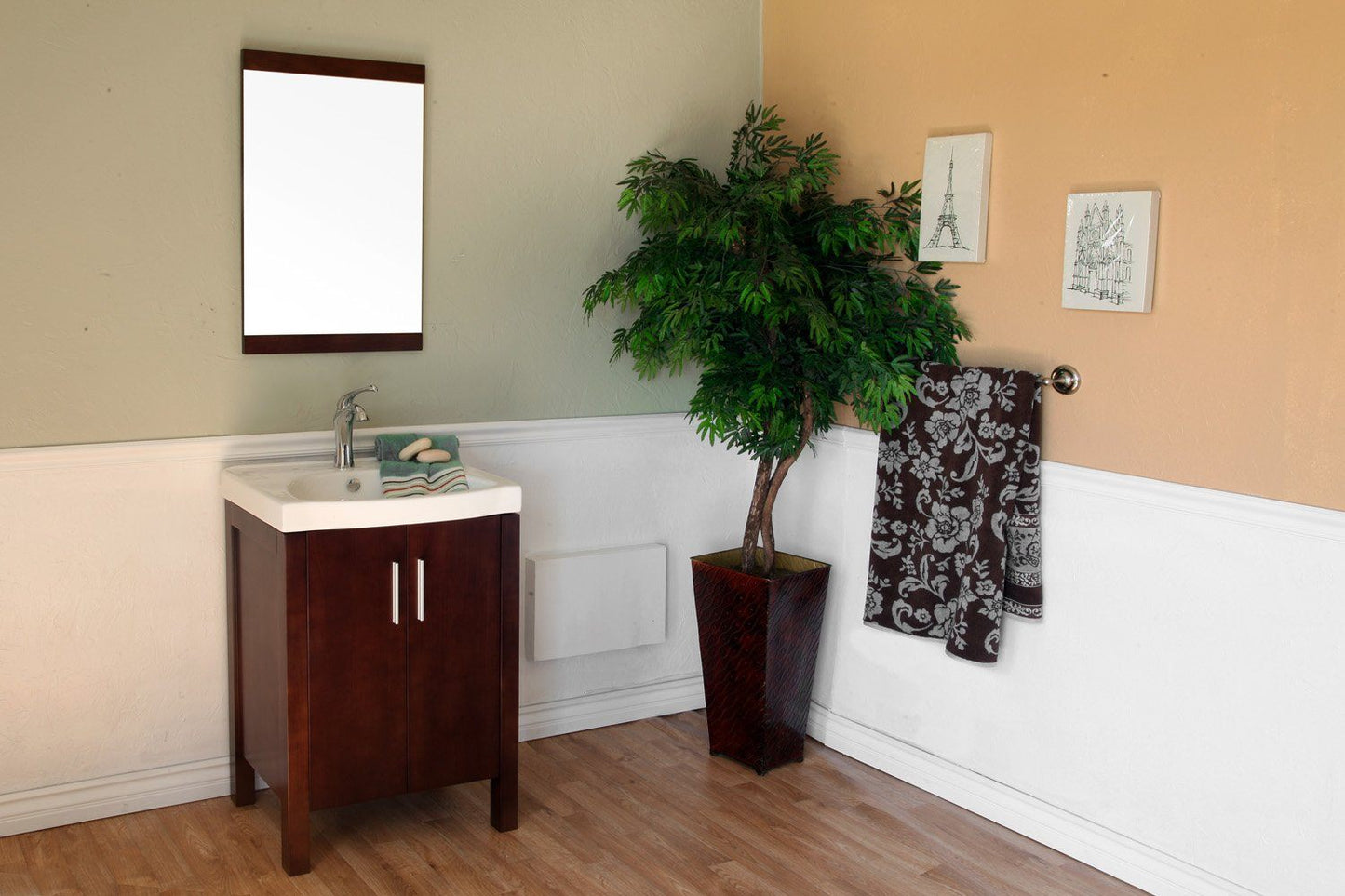 23.8" In Single Sink Vanity Wood Dark Walnut - Luxe Bathroom Vanities