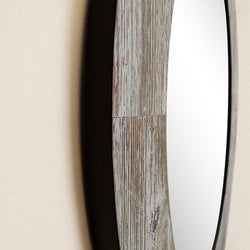 Bellaterra Home 24" Oval Wood Grain Frame Mirror in Antique White Finish - Luxe Bathroom Vanities