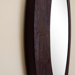 Bellaterra Home 24" Oval Wood Grain Frame Mirror in Dark Brown Finish - Luxe Bathroom Vanities