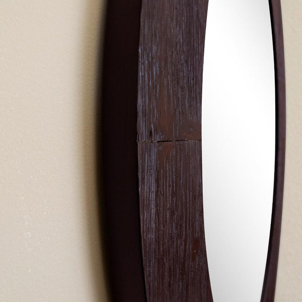 Bellaterra Home 24" Oval Wood Grain Frame Mirror in Dark Brown Finish - Luxe Bathroom Vanities