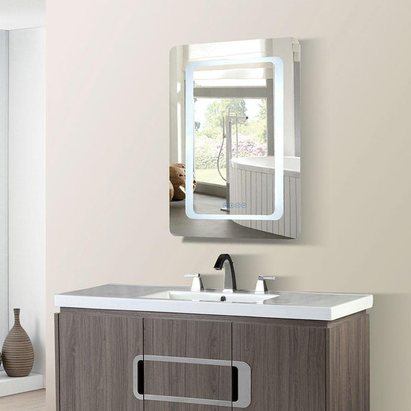 Bellaterra Home 24 in. Rectangular LED Bordered Illuminated Mirror with Bluetooth Speakers - Luxe Bathroom Vanities