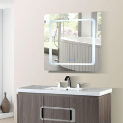Bellaterra Home 30 in. Rectangular LED Bordered Illuminated Mirror with Bluetooth Speakers - Luxe Bathroom Vanities