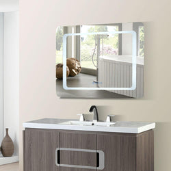 Bellaterra Home 36 in. Rectangular LED Bordered Illuminated Mirror with Bluetooth Speakers - Luxe Bathroom Vanities