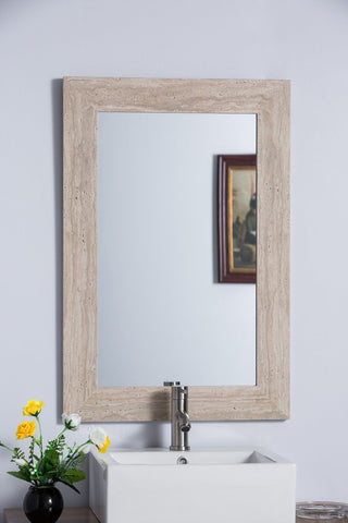 Bellaterra Home Travertine Stone Frame Mirror - Luxe Bathroom Vanities