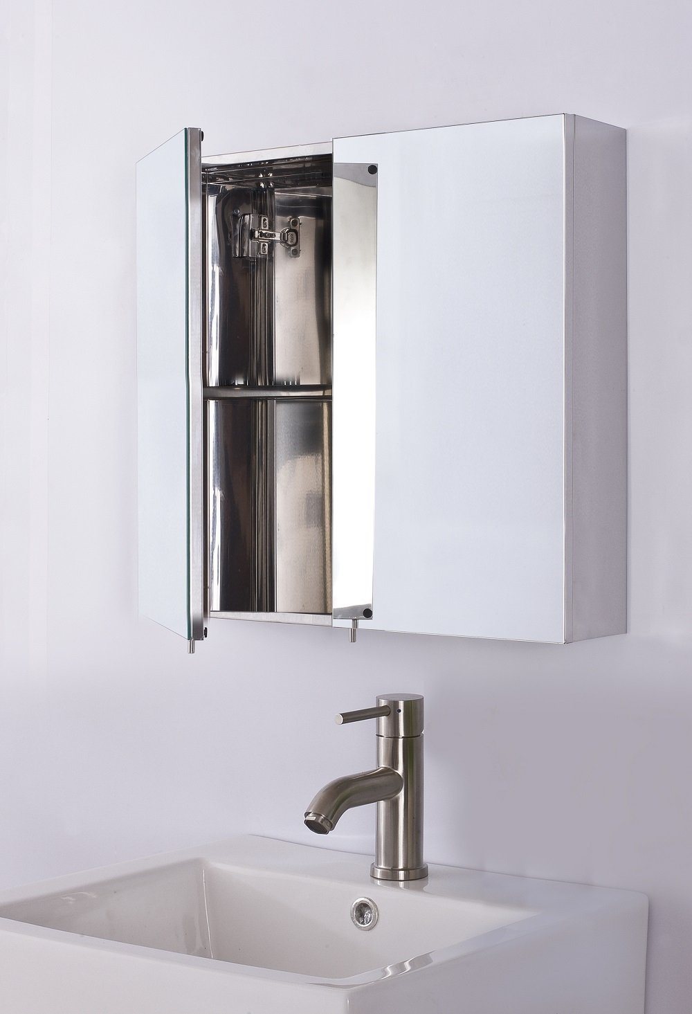 Bellaterra Home Double Door Mirrored Medicine Cabinet - Luxe Bathroom Vanities