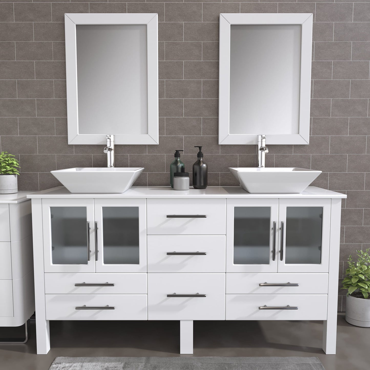 Cambridge Plumbing 8119  63" Solid Wood Double Sink Vanity Set - Luxe Bathroom Vanities
