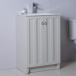 24" In Single Sink Vanity Manufactured Wood Light Gray - Luxe Bathroom Vanities