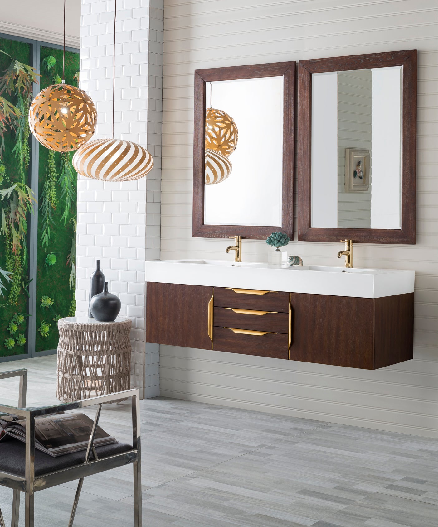 James Martin Mercer Island 59" Double Vanity with Glossy Composite Top - Luxe Bathroom Vanities