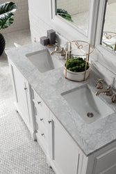 James Martin De Soto 60" Bright White Double Vanity with 3 CM Countertop - Luxe Bathroom Vanities
