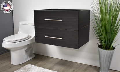 Volpa Napa 30" Modern Wall-Mounted Floating Bathroom Vanity with Round Handles Cabinet Only - Luxe Bathroom Vanities Luxury Bathroom Fixtures Bathroom Furniture