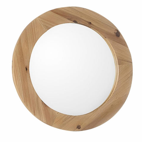 Bellaterra Home Round framed mirror-solid fir-natural - Luxe Bathroom Vanities
