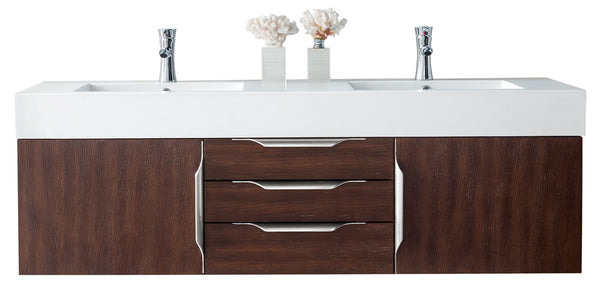 James Martin Mercer Island 59" Double Vanity with Glossy Composite Top - Luxe Bathroom Vanities