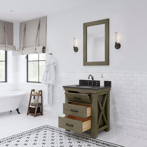 Water Creation Aberdeen 30" Inch Grizzle Grey Single Sink Bathroom Vanity with Mirror and Counter Top - Luxe Bathroom Vanities