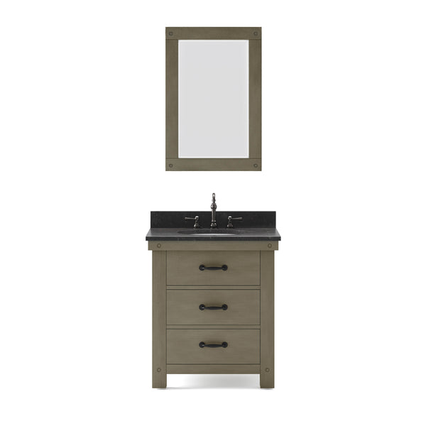 Water Creation Aberdeen 30" Inch Grizzle Grey Single Sink Bathroom Vanity With Counter Top and Mirror and Faucet - Luxe Bathroom Vanities