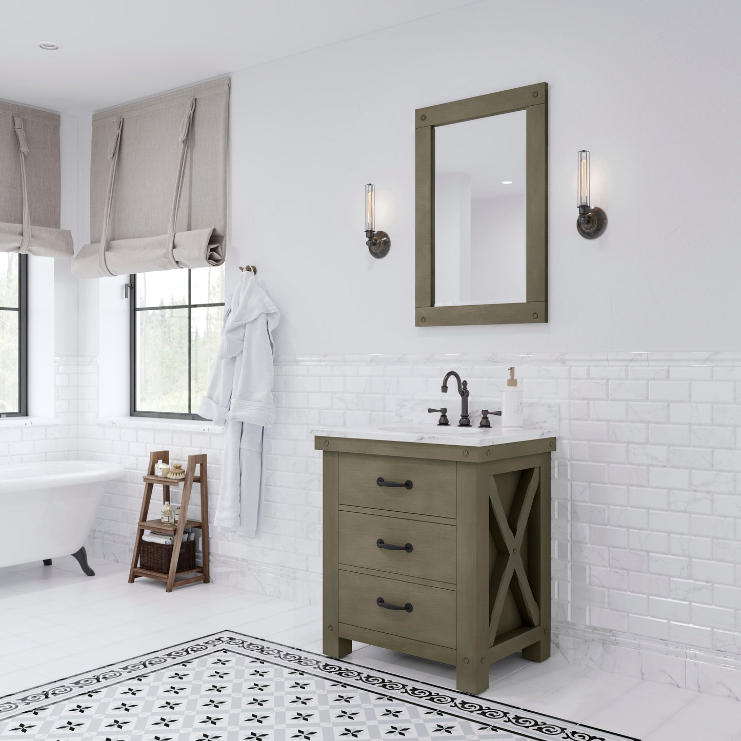 Water Creation Aberdeen 30" Inch Grizzle Grey Single Sink Bathroom Vanity with Counter Top and Faucet - Luxe Bathroom Vanities
