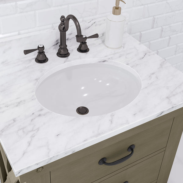 Water Creation Aberdeen 30" Inch Grizzle Grey Single Sink Bathroom Vanity with Counter Top and Faucet - Luxe Bathroom Vanities