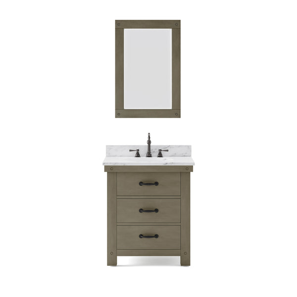 Water Creation Aberdeen 30" Inch Grizzle Grey Single Sink Bathroom Vanity with Mirror and Counter Top - Luxe Bathroom Vanities