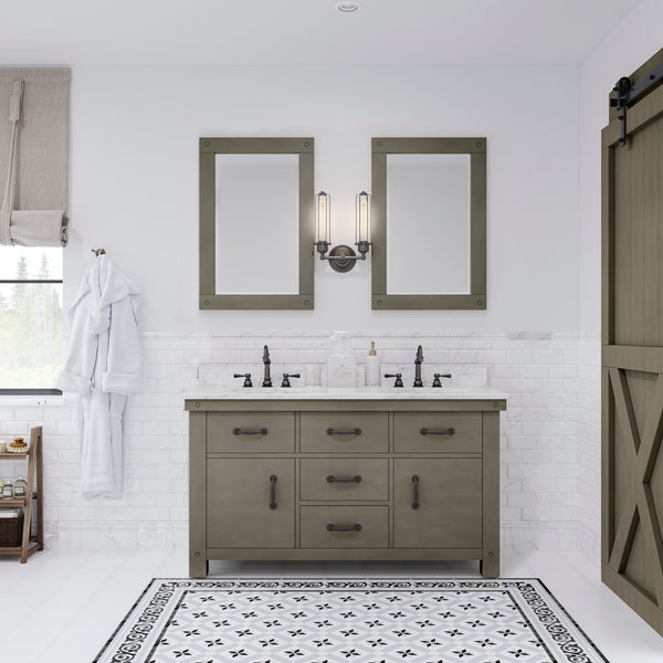 Water Creation Aberdeen 60" Inch Grizzle Grey Double Sink Bathroom Vanity With Counter Top - Luxe Bathroom Vanities