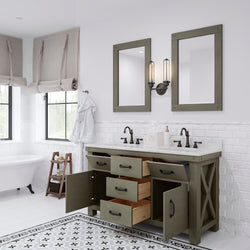 Water Creation Aberdeen 60" Inch Grizzle Grey Double Sink Bathroom Vanity With Counter Top - Luxe Bathroom Vanities