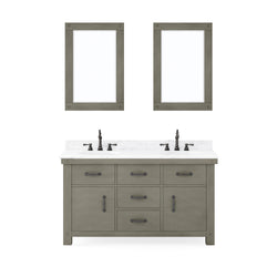 Water Creation Aberdeen 60" Inch Grizzle Grey Double Sink Bathroom Vanity with Counter Top and Mirrors - Luxe Bathroom Vanities
