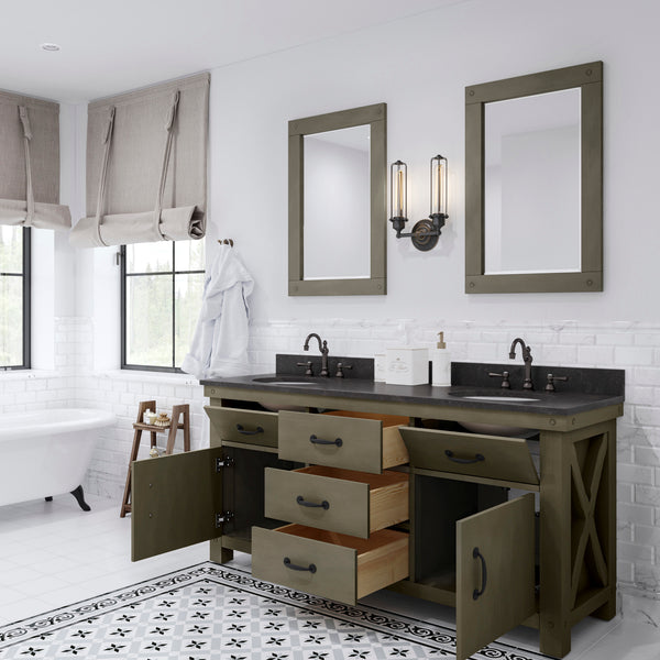 Water Creation Aberdeen 72" Inch Grizzle Grey Double Sink Bathroom Vanity with Counter Top and Faucets - Luxe Bathroom Vanities