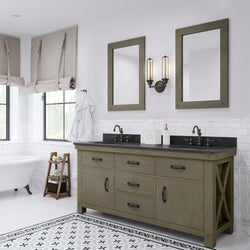 Water Creation Aberdeen 72" Inch Grizzle Grey Double Sink Bathroom Vanity with Mirrors and Counter Top - Luxe Bathroom Vanities