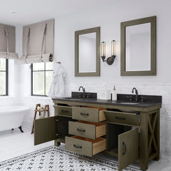 Water Creation Aberdeen 72" Inch Grizzle Grey Double Sink Bathroom Vanity with Mirrors and Counter Top - Luxe Bathroom Vanities