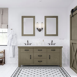 Water Creation Aberdeen 72" Inch Grizzle Grey Double Sink Bathroom Vanity with Counter Top and Faucets - Luxe Bathroom Vanities