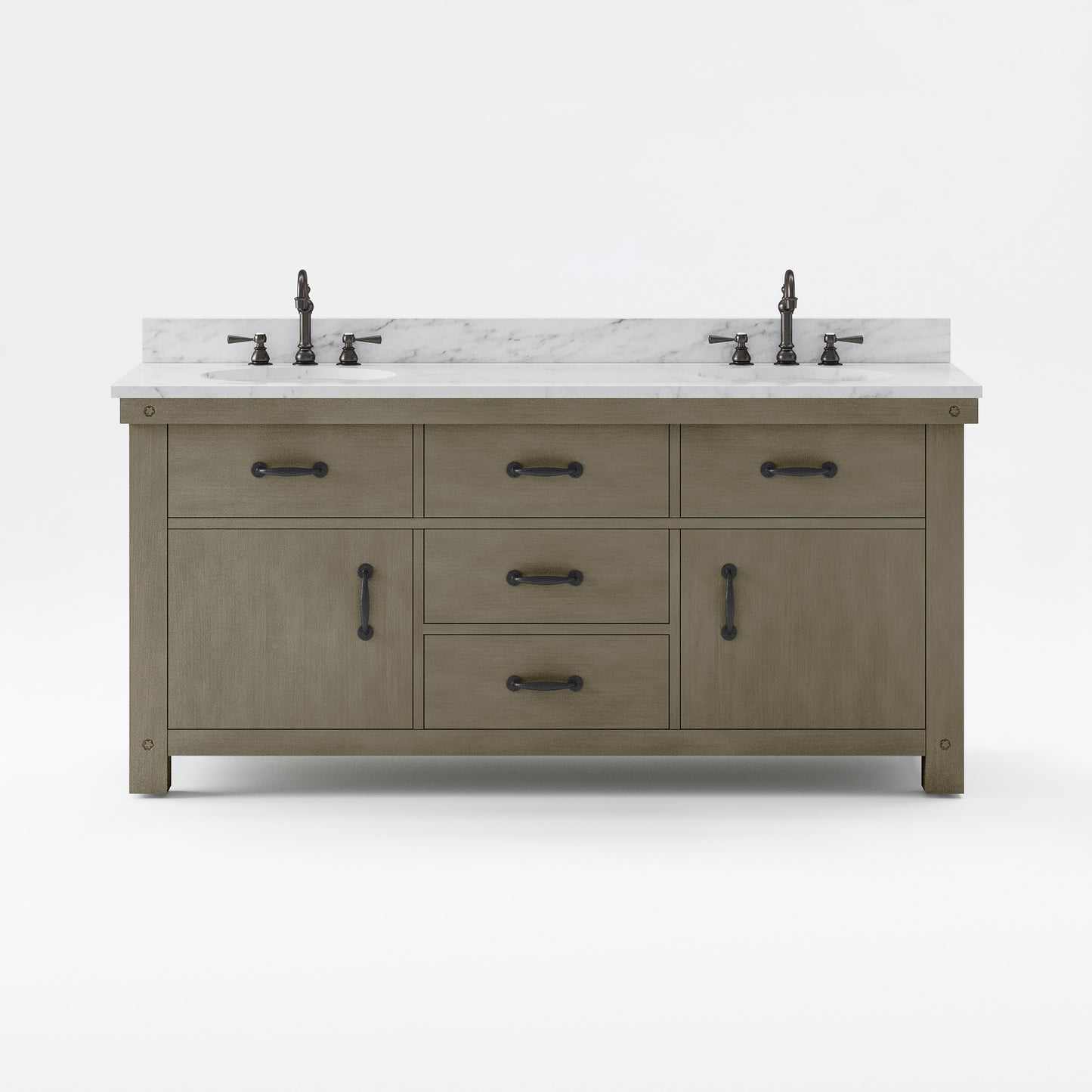 Water Creation Aberdeen 72" Inch Grizzle Grey Double Sink Bathroom Vanity with Counter Top and Mirrors and Faucets - Luxe Bathroom Vanities