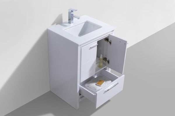 KubeBath Dolce 24? Modern Bathroom Vanity with White Quartz Counter-Top - Luxe Bathroom Vanities