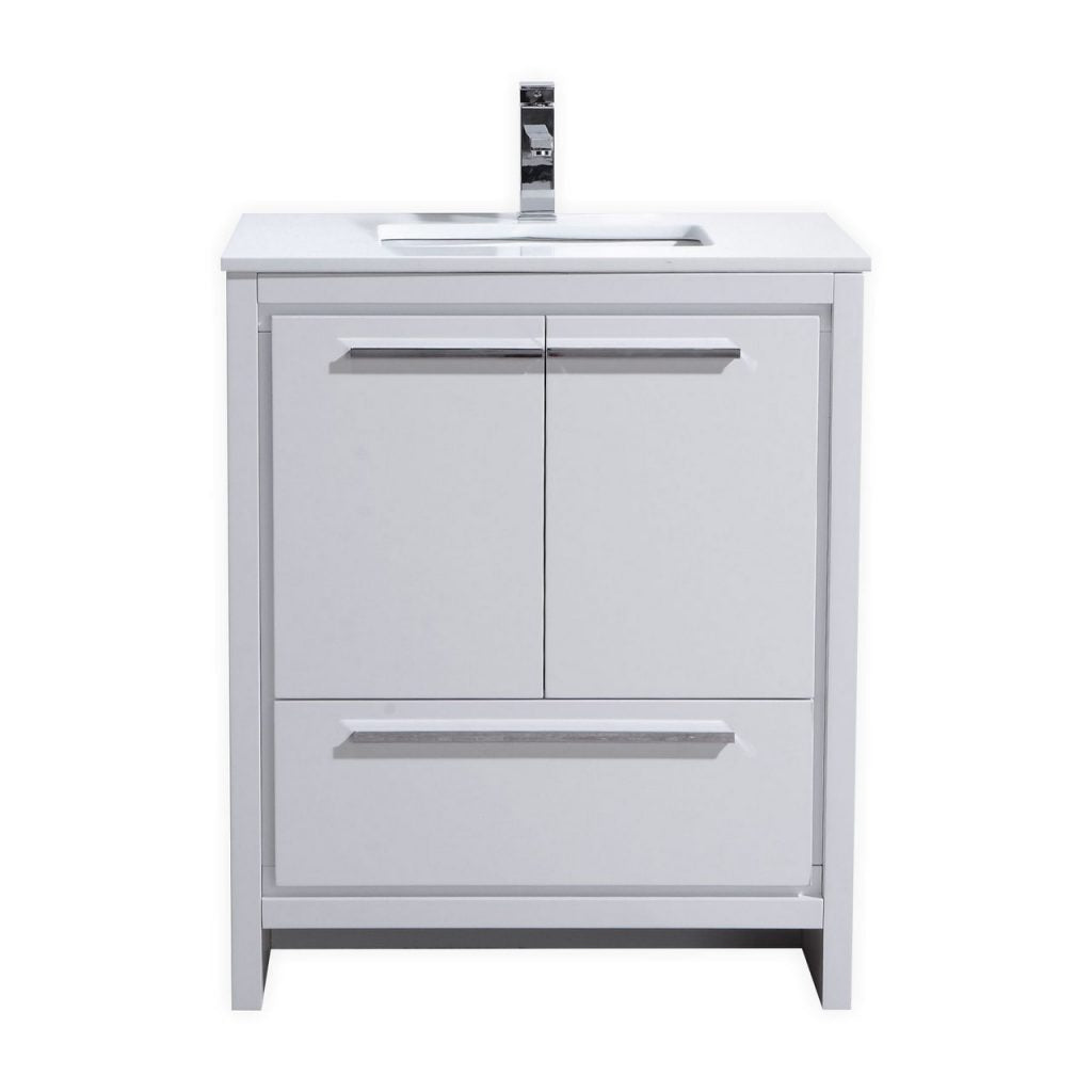 KubeBath Dolce 30? Modern Bathroom Vanity with White Quartz Counter-Top - Luxe Bathroom Vanities