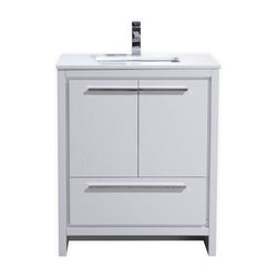 KubeBath Dolce 30? Modern Bathroom Vanity with White Quartz Counter-Top - Luxe Bathroom Vanities