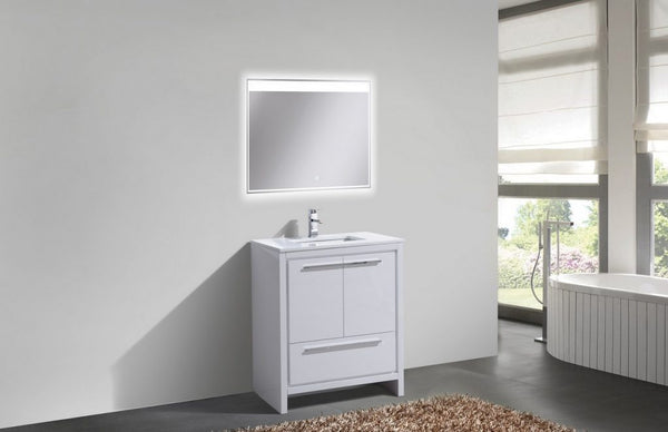 KubeBath Dolce 30? Modern Bathroom Vanity with White Quartz Counter-Top - Luxe Bathroom Vanities