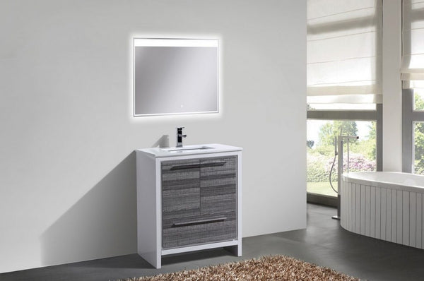 KubeBath Dolce 30? Modern Bathroom Vanity with White Quartz Counter-Top - Luxe Bathroom Vanities