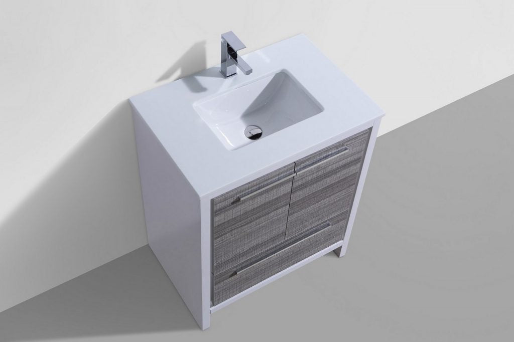 KubeBath Dolce 30? Modern Bathroom Vanity with White Quartz Counter-Top - Luxe Bathroom Vanities