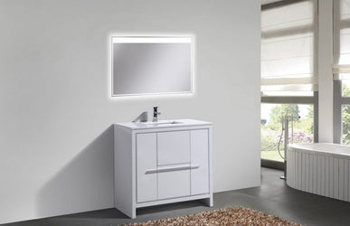 KubeBath Dolce 36? Modern Bathroom Vanity with White Quartz Counter-Top - Luxe Bathroom Vanities