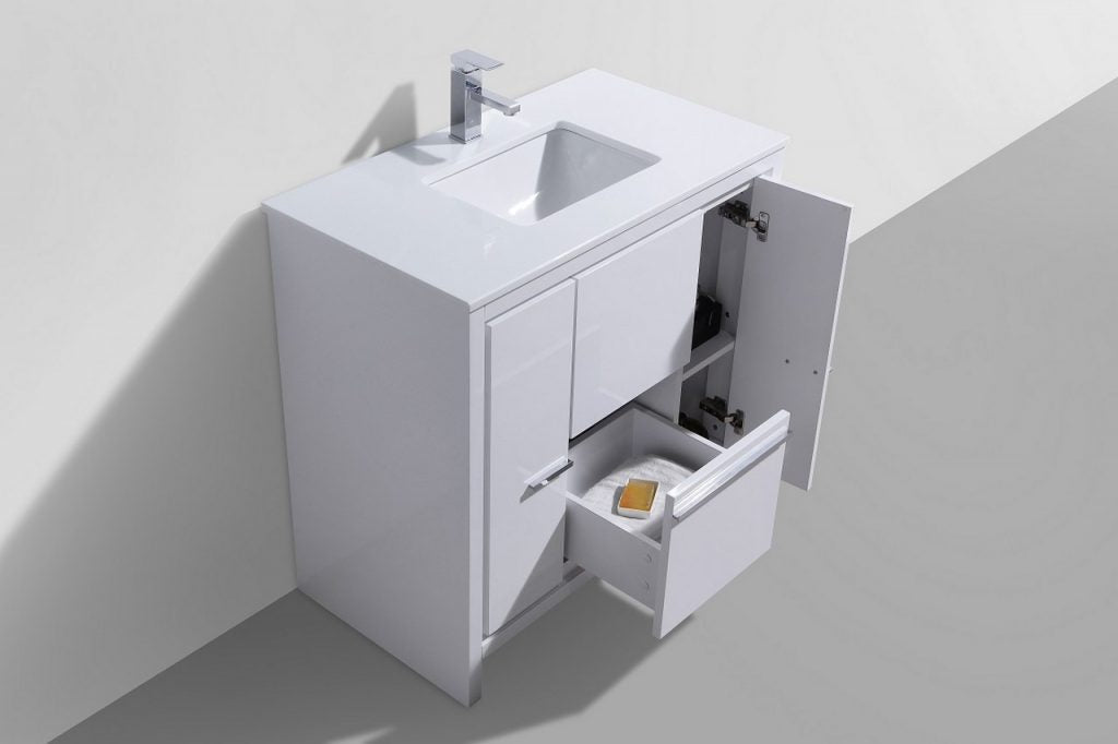 KubeBath Dolce 36? Modern Bathroom Vanity with White Quartz Counter-Top - Luxe Bathroom Vanities