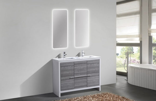 KubeBath Dolce 48? Double Sink Modern Bathroom Vanity with White Quartz Counter-Top - Luxe Bathroom Vanities