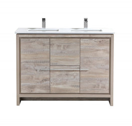 KubeBath Dolce 48? Double Sink Modern Bathroom Vanity with White Quartz Counter-Top - Luxe Bathroom Vanities