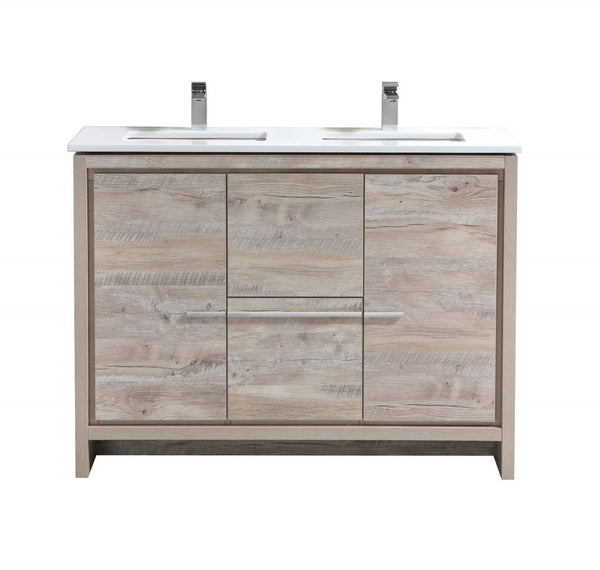 KubeBath Dolce 48? Double Sink Modern Bathroom Vanity with White Quartz Counter-Top - Luxe Bathroom Vanities