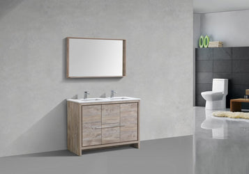 KubeBath Dolce 48? Double Sink Modern Bathroom Vanity with White Quartz Counter-Top - Luxe Bathroom Vanities