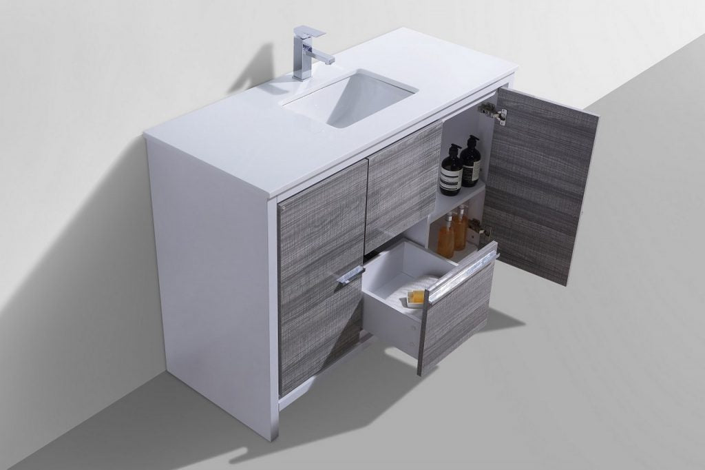 KubeBath Dolce 48? Modern Bathroom Vanity with White Quartz Counter-Top - Luxe Bathroom Vanities