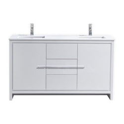 KubeBath Dolce 60? Double Sink Modern Bathroom Vanity with White Quartz Counter-Top - Luxe Bathroom Vanities