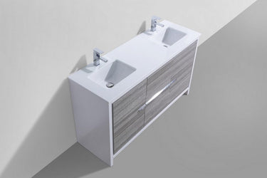 KubeBath Dolce 60? Double Sink Modern Bathroom Vanity with White Quartz Counter-Top - Luxe Bathroom Vanities